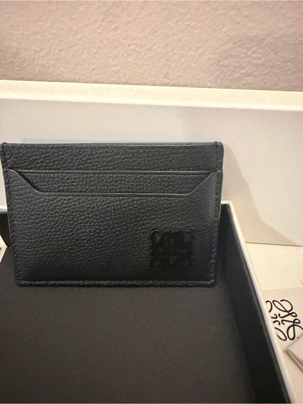 Loewe Anagram Card Holder Black Pebbled Calfskin Leather Wallet